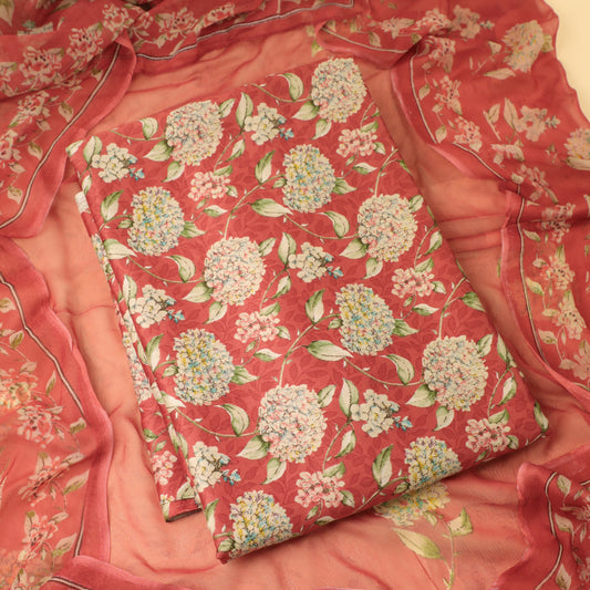 Rust Orange Muslin Silk Suit Set - Anilaa