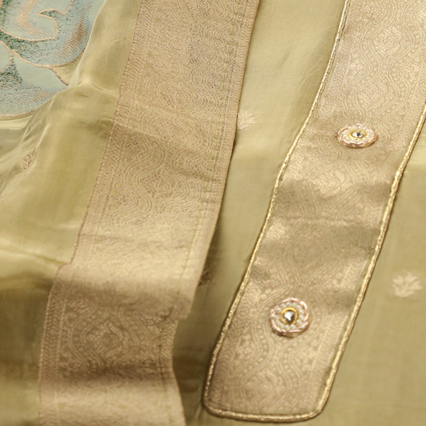 Light Pista Banarasi Kurta Set