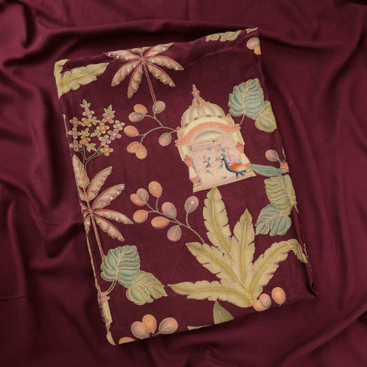 MEGHANA – Maroon Glass Organza Suit Set