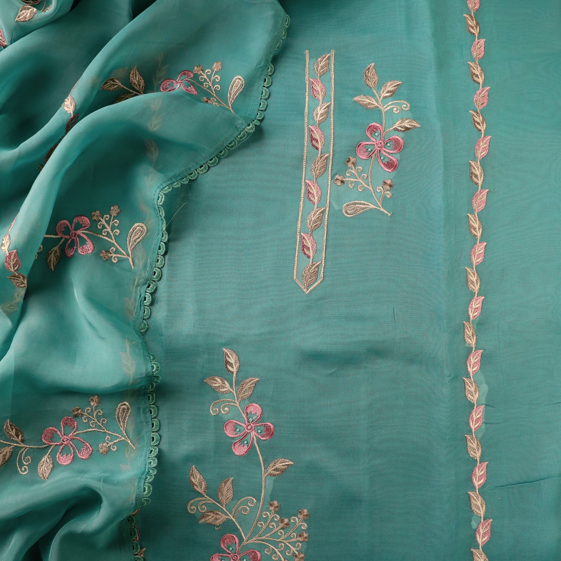 Green Cotton Suit Kurta Set