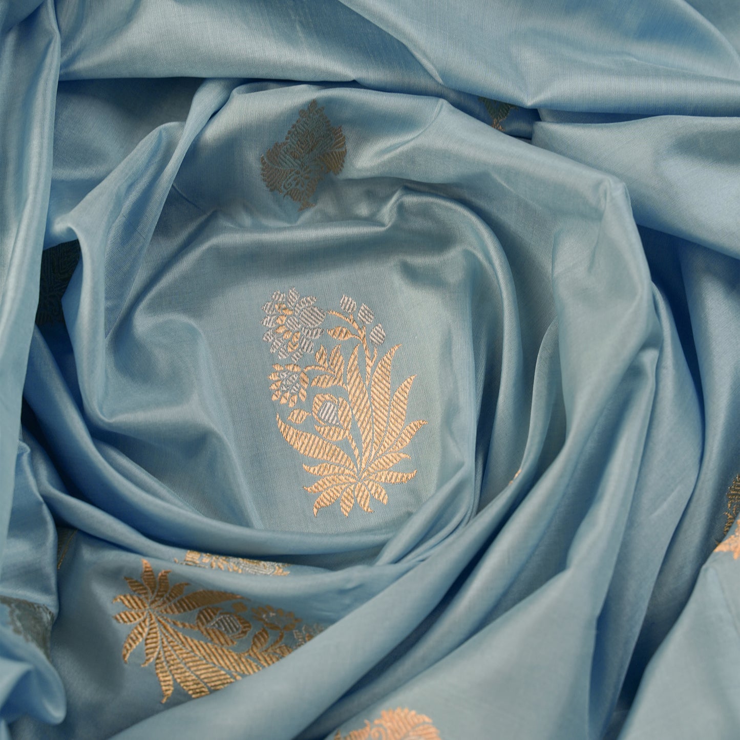 Powder Blue Colour Banarasi Silk Saree