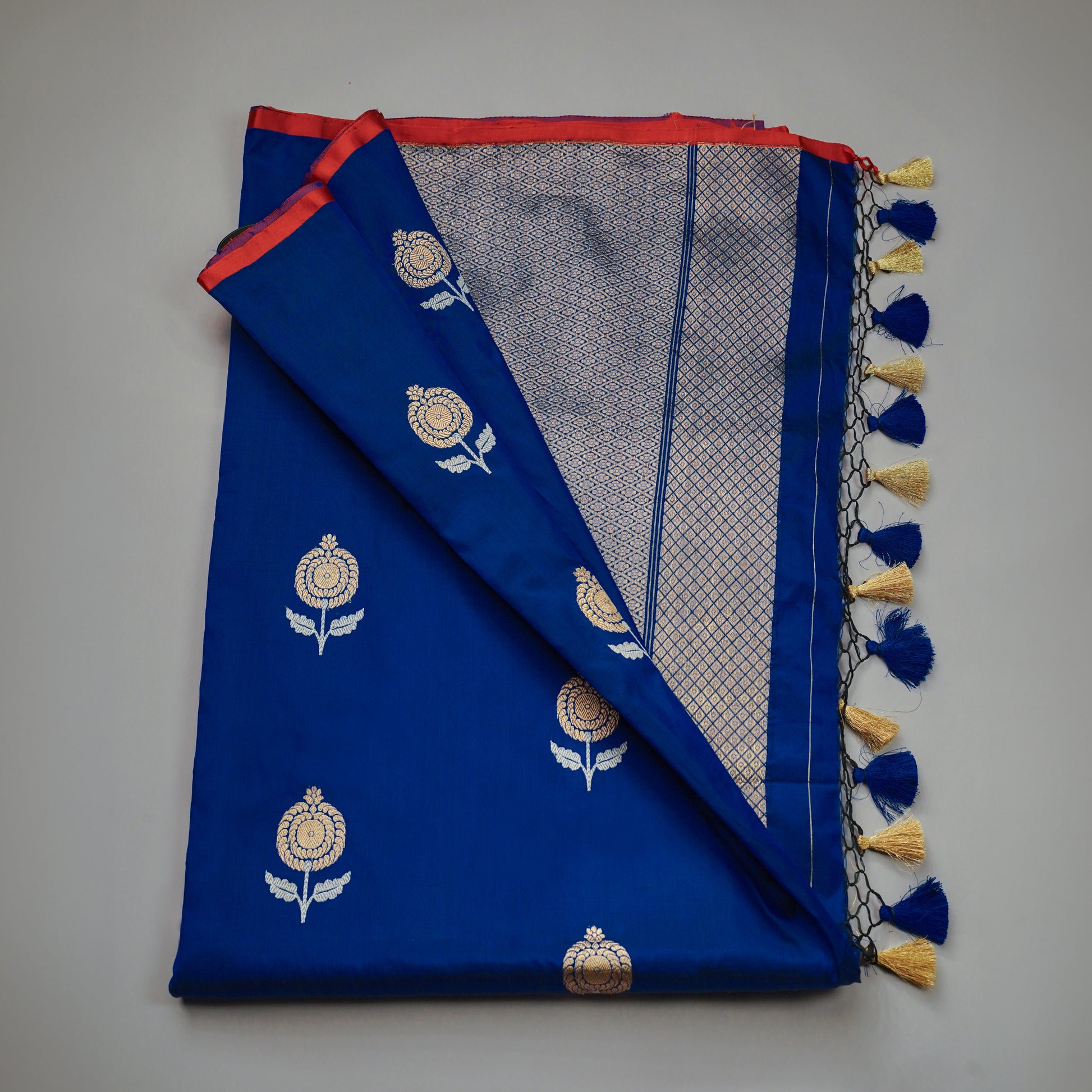 Royal Blue Banarasi Silk Saree with Golden Pallu