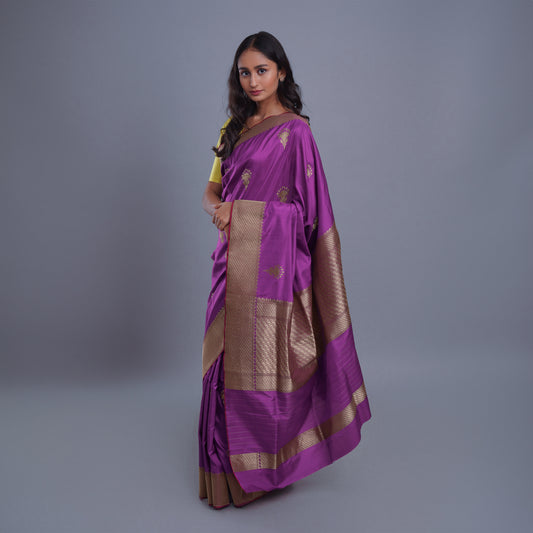 LATIKA - Purple Banarasi Silk Saree