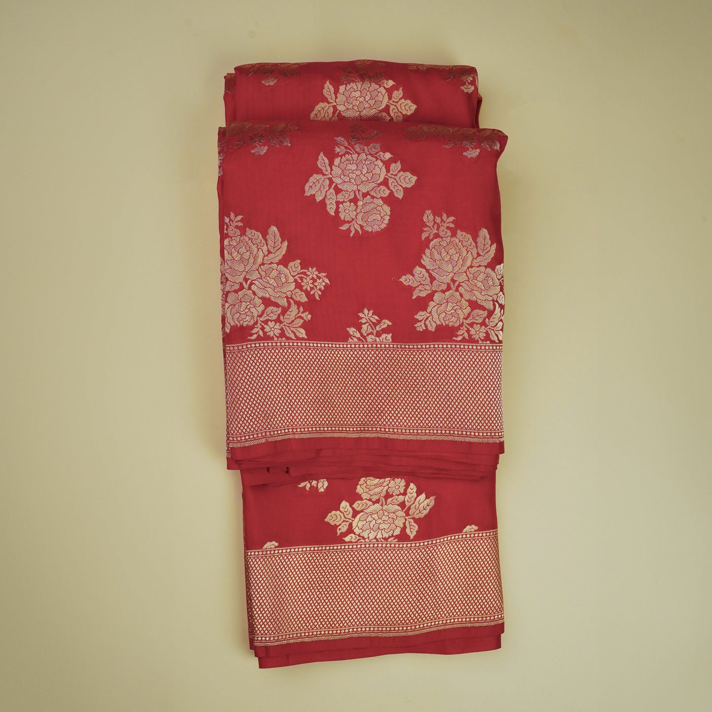Handloom Bright Banarasi Silk Saree Red Colour