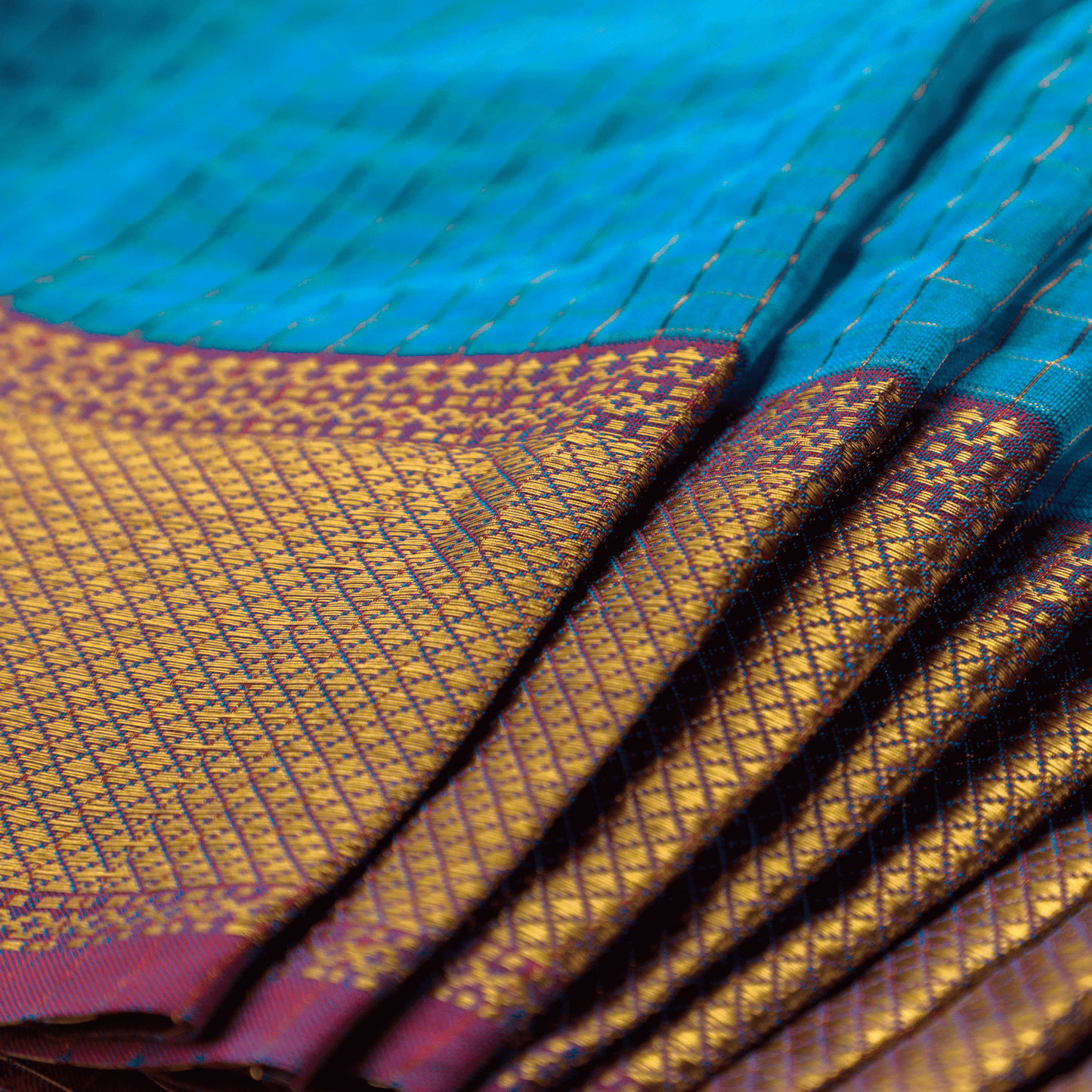 ROHINI - Blue Cotton Silk Maheshwari Saree