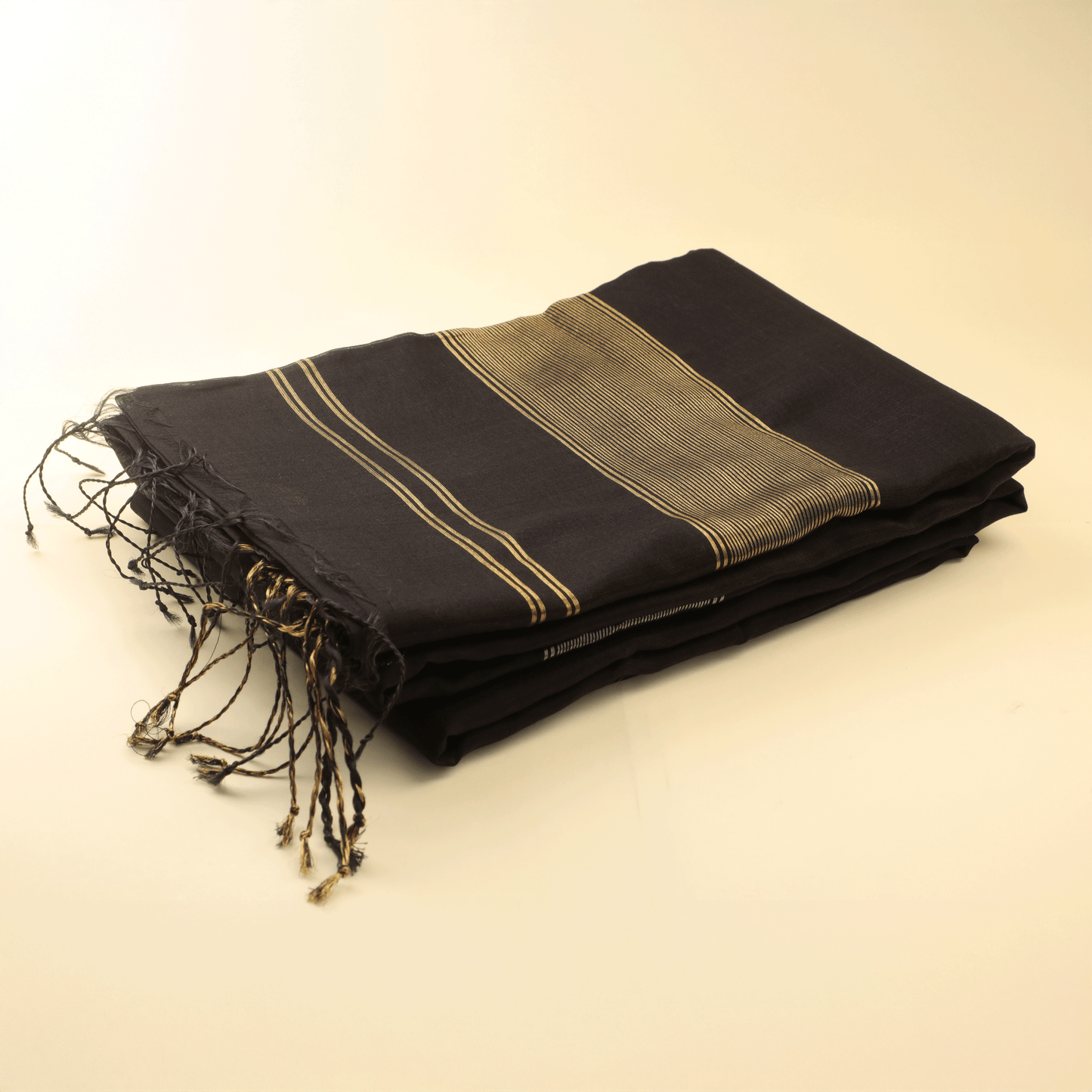 MOHINI - Black Cotton Silk Maheshwari Saree