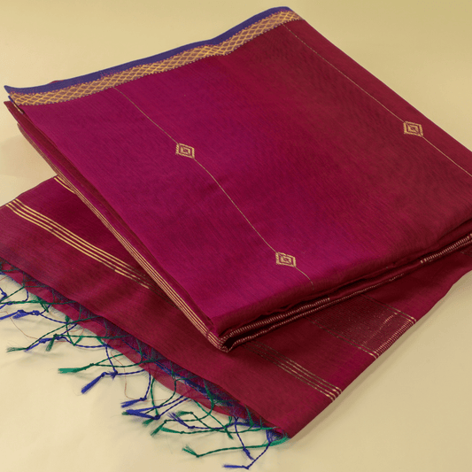 NANDINI - Pink Cotton Silk Maheshwari Saree