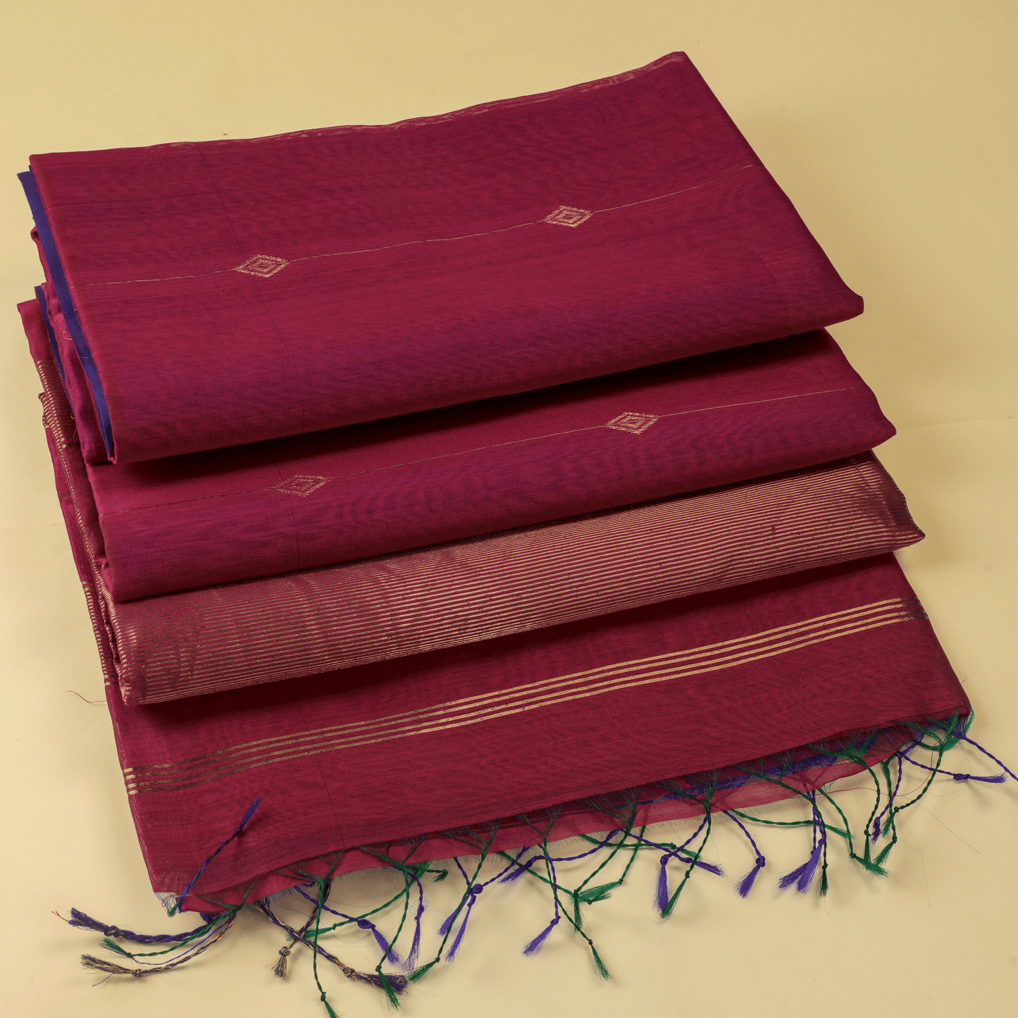 NANDINI - Pink Cotton Silk Maheshwari Saree