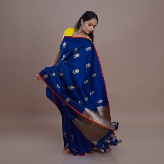 Royal Blue Banarasi Silk Saree with Brocade Weave Pallu