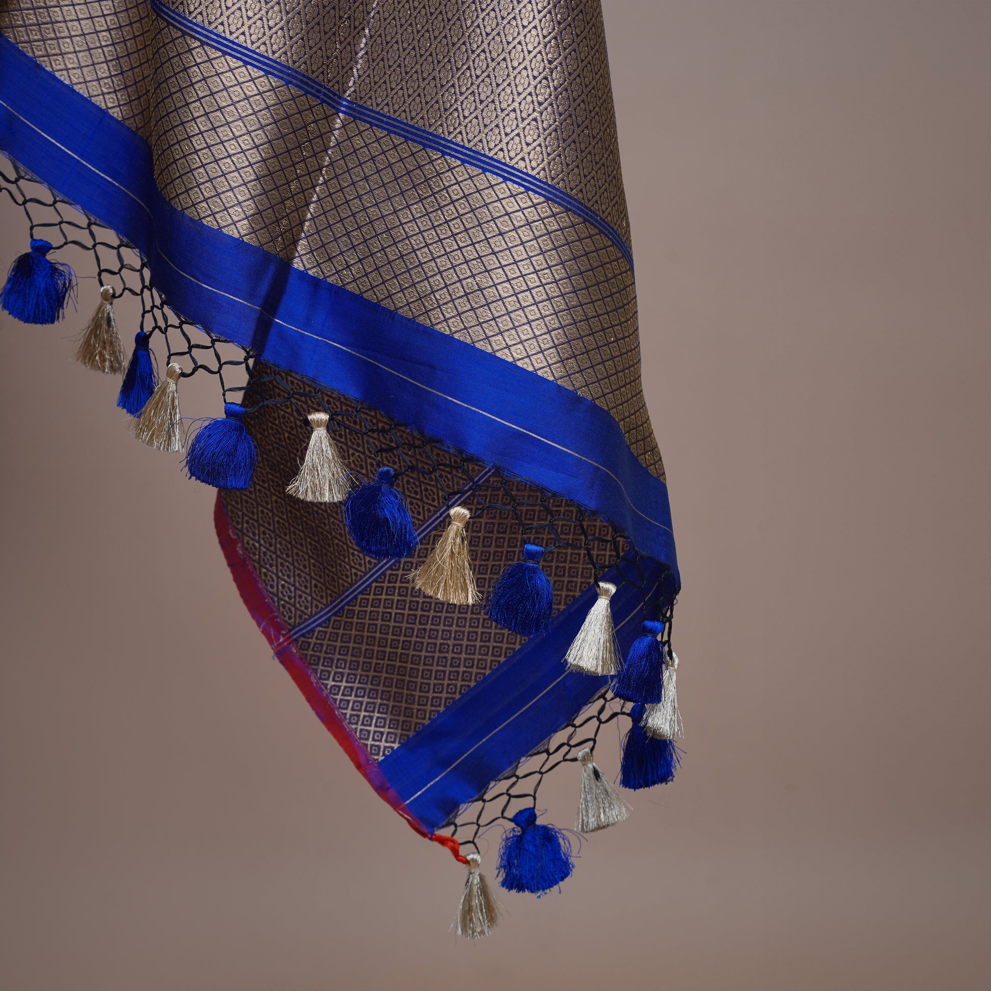 Banarasi Silk Royal Blue Saree with Tassel Pallu