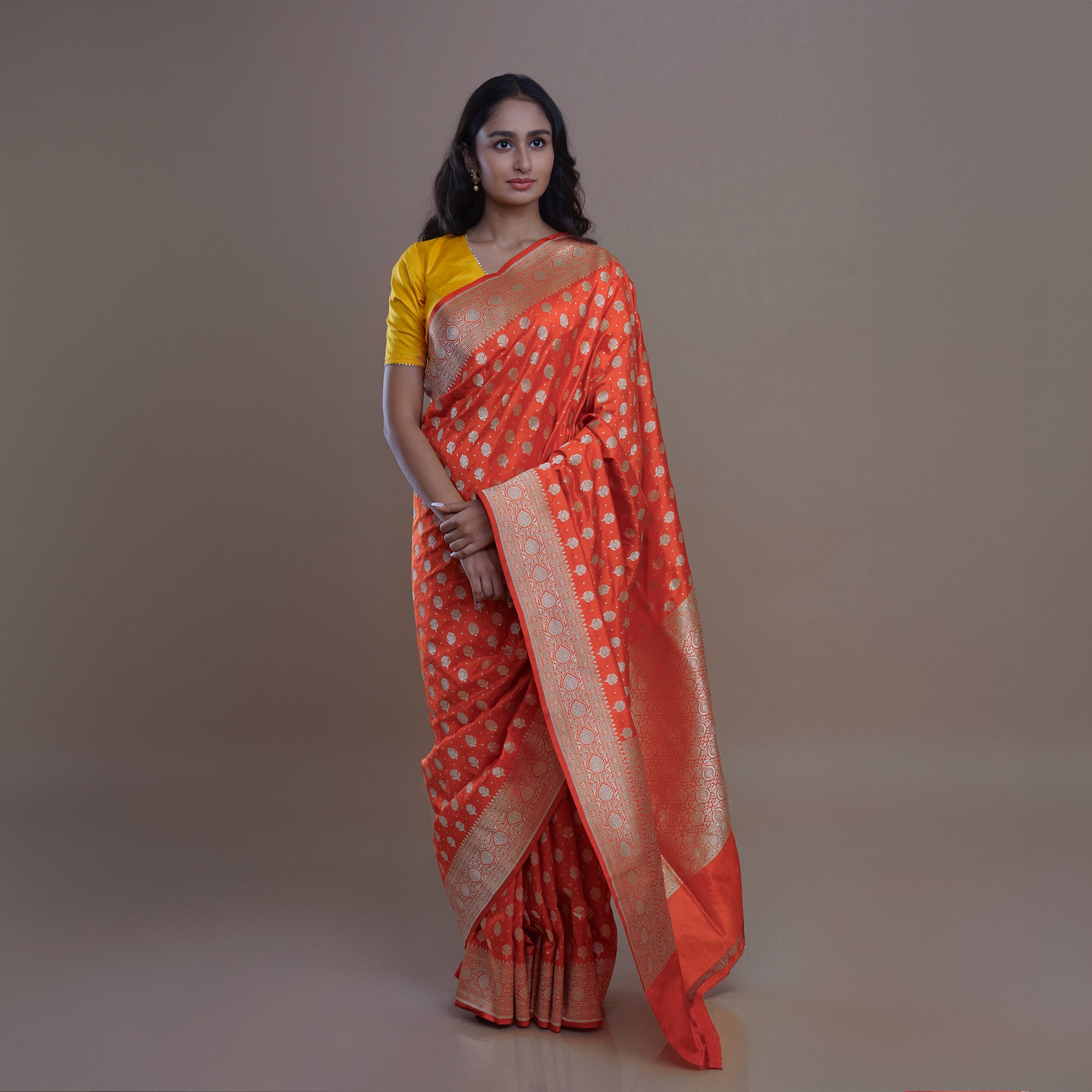 ANVIKA - Banarasi Rust Colour Silk Saree