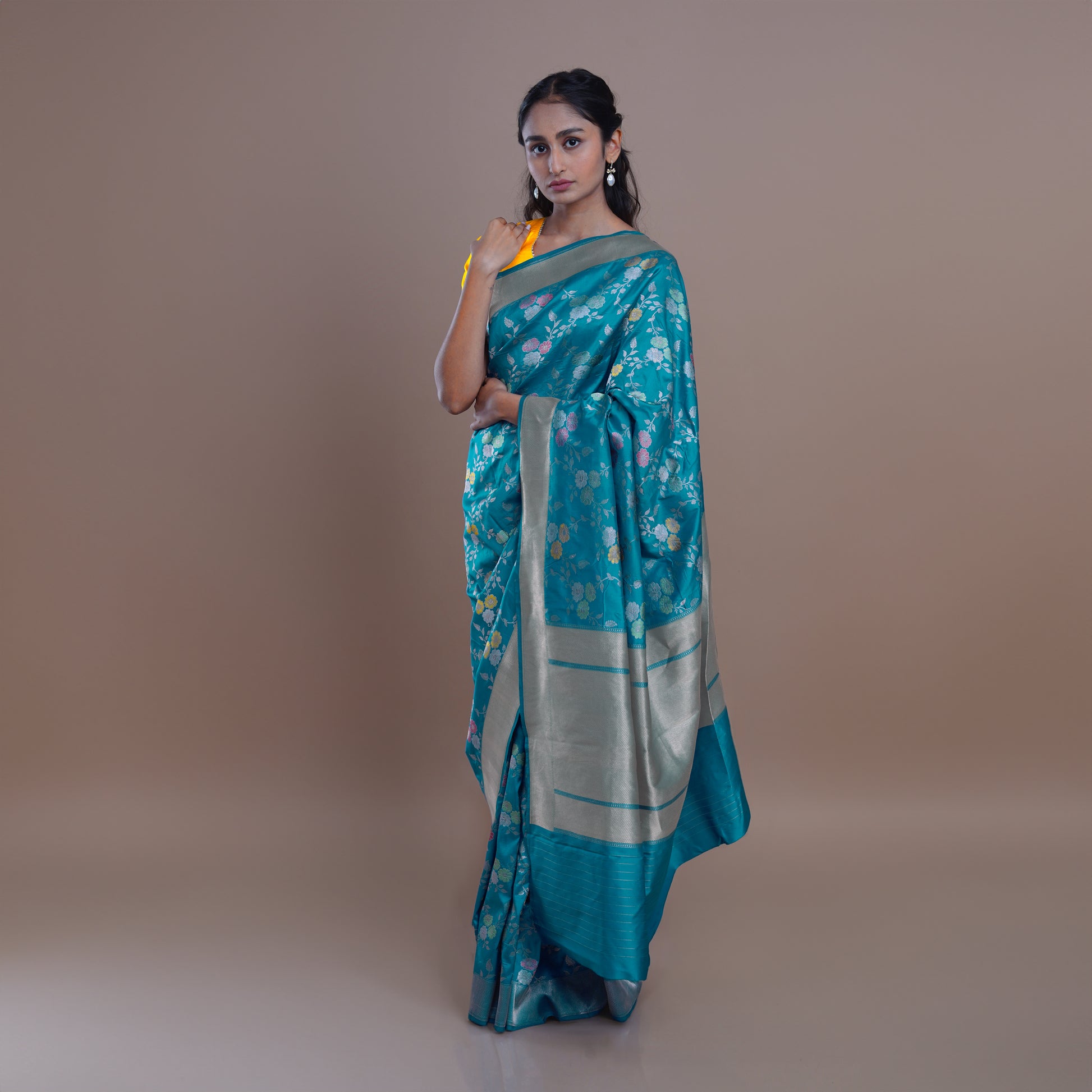 Blue banarasi silk saree