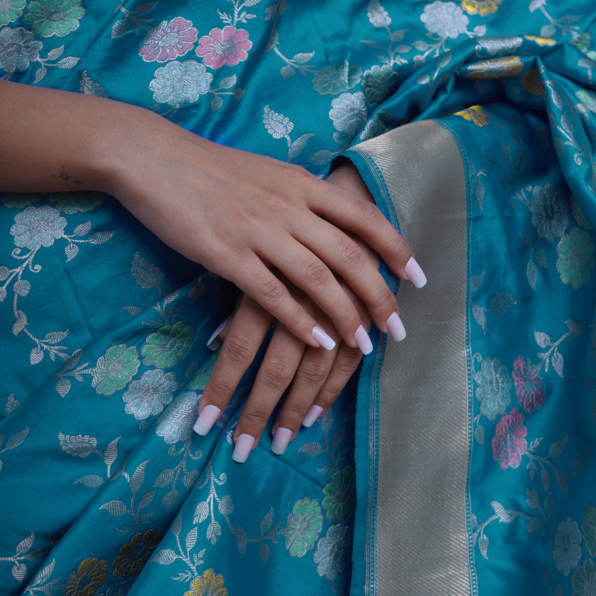 Electric Blue Banarasi Saree
