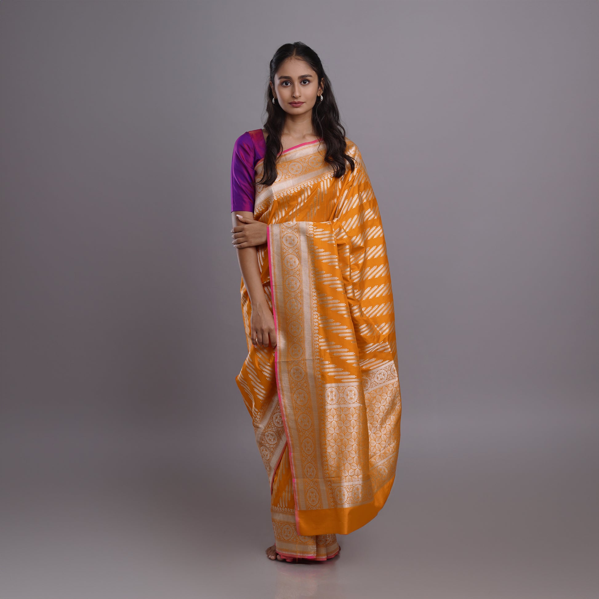 NAVIKA - Orange Banarasi Silk Saree