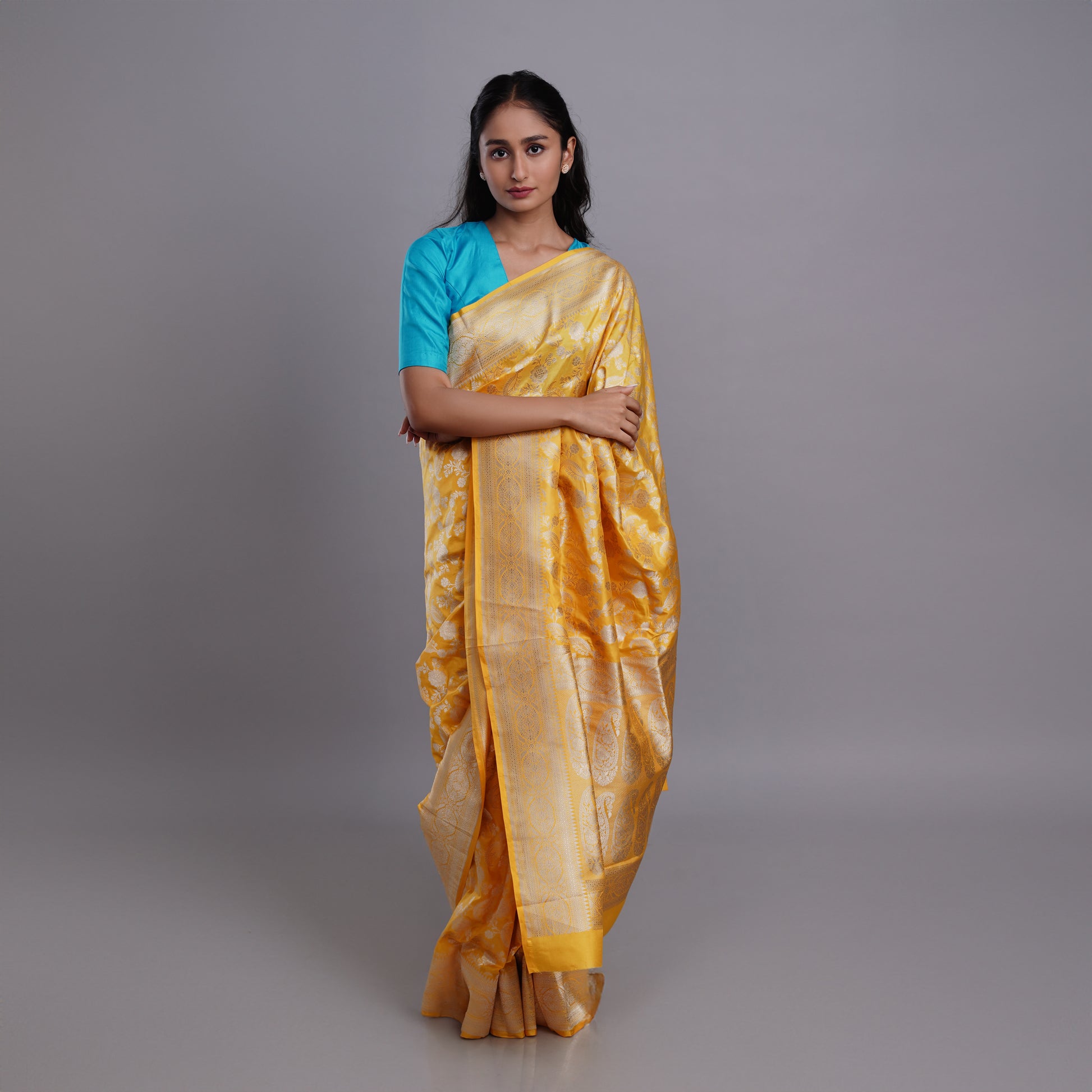 SHRISHTI - Bright Yellow Banarasi Silk Saree