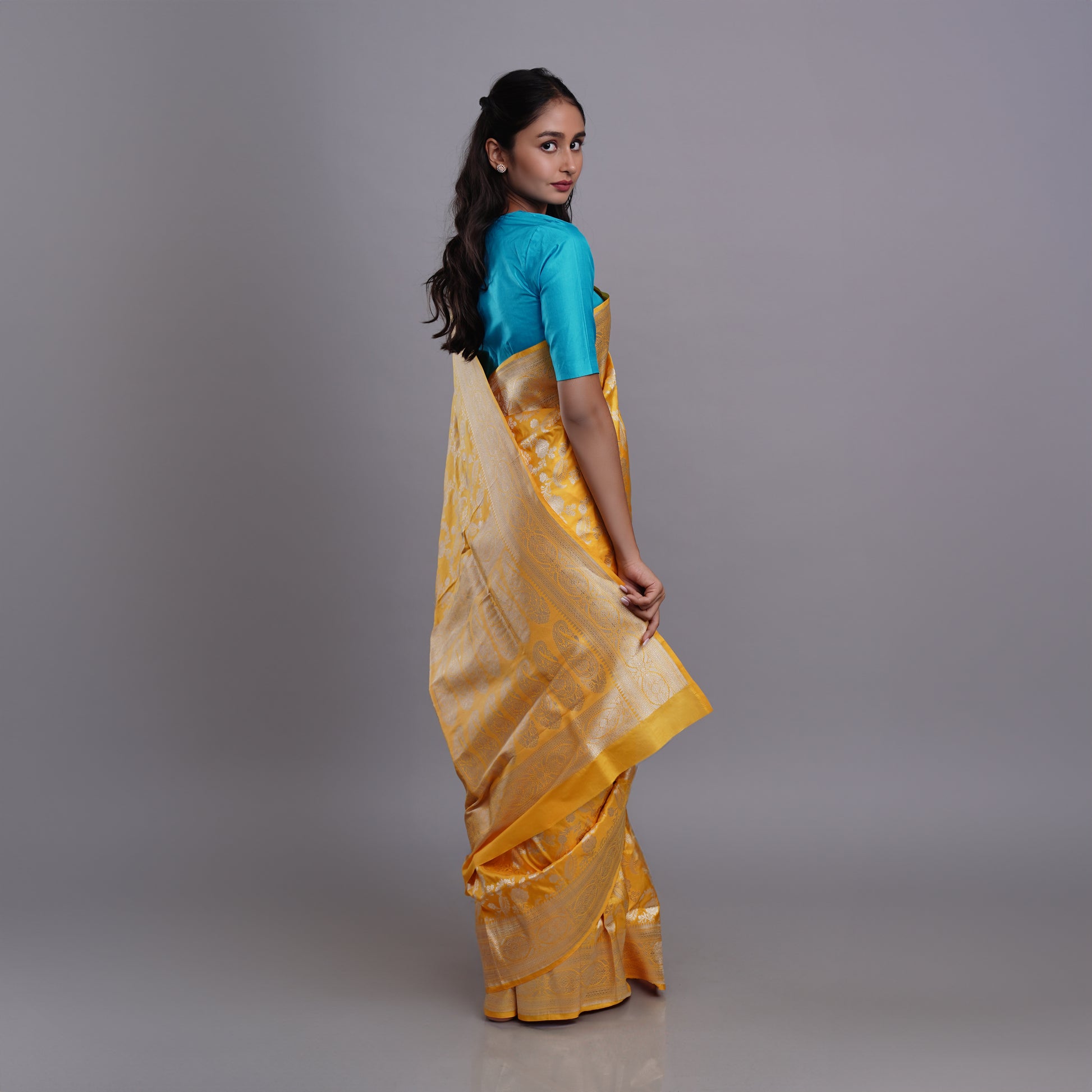 Pure Silk Yellow Banarasi Saree