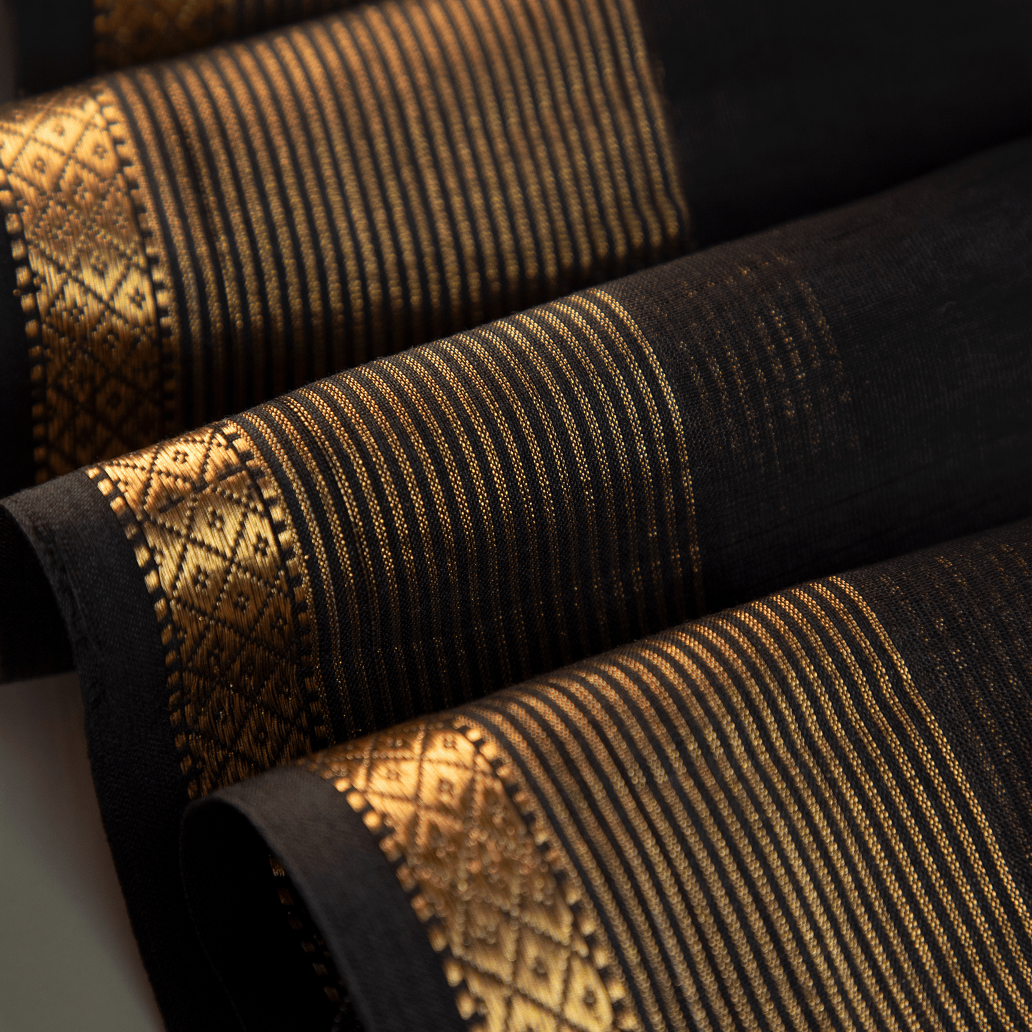 MOHINI - Black Cotton Silk Maheshwari Saree