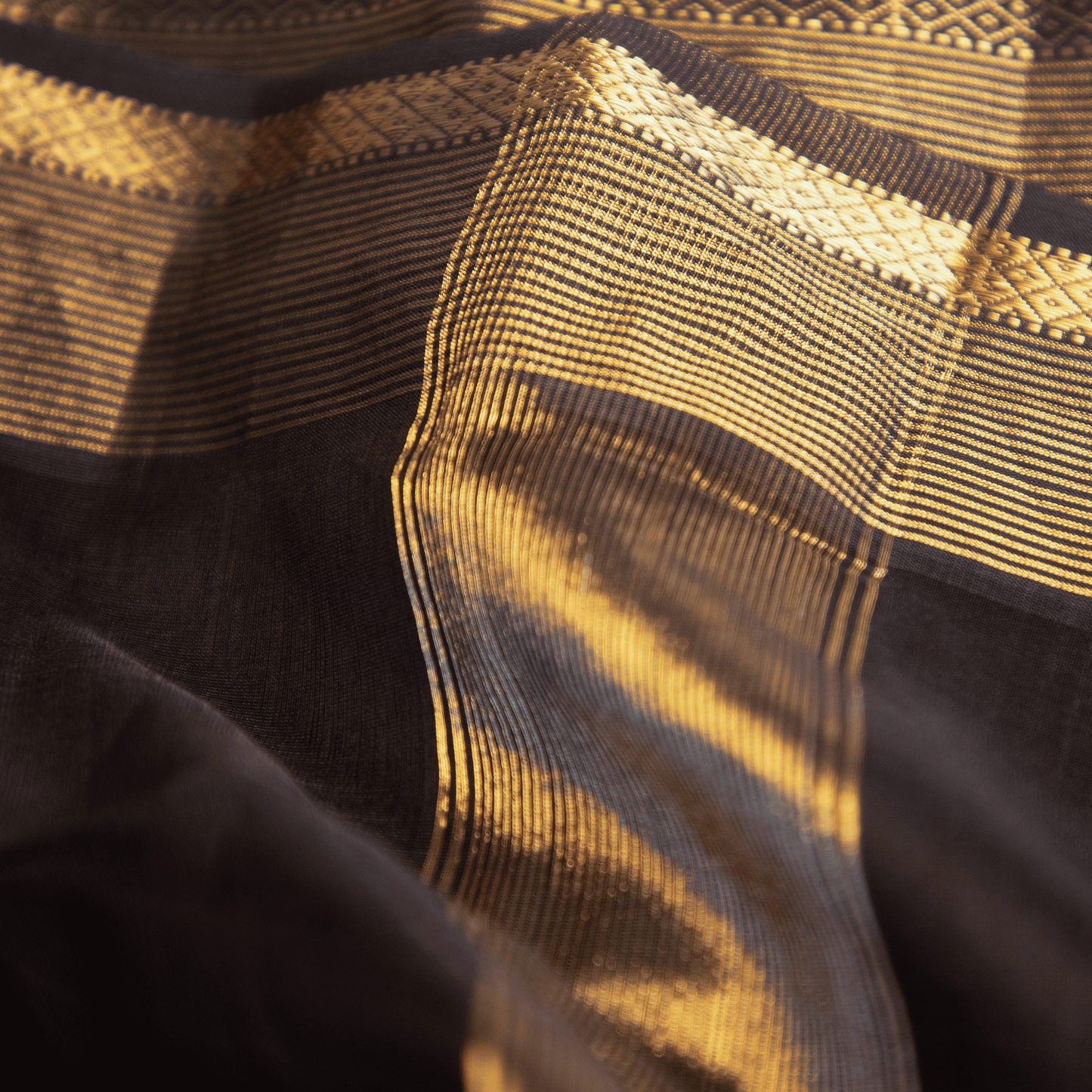 MOHINI - Black Cotton Silk Maheshwari Saree