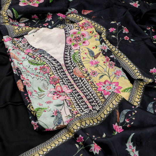 ANMOL – Black Glass Organza Suit Set