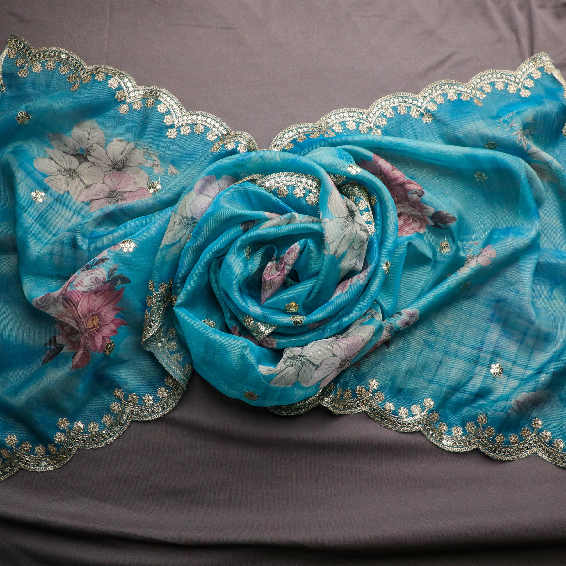 Turquoise Blue Colour Dupatta