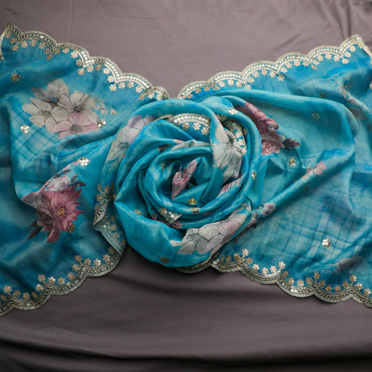 Turquoise Blue Colour Dupatta