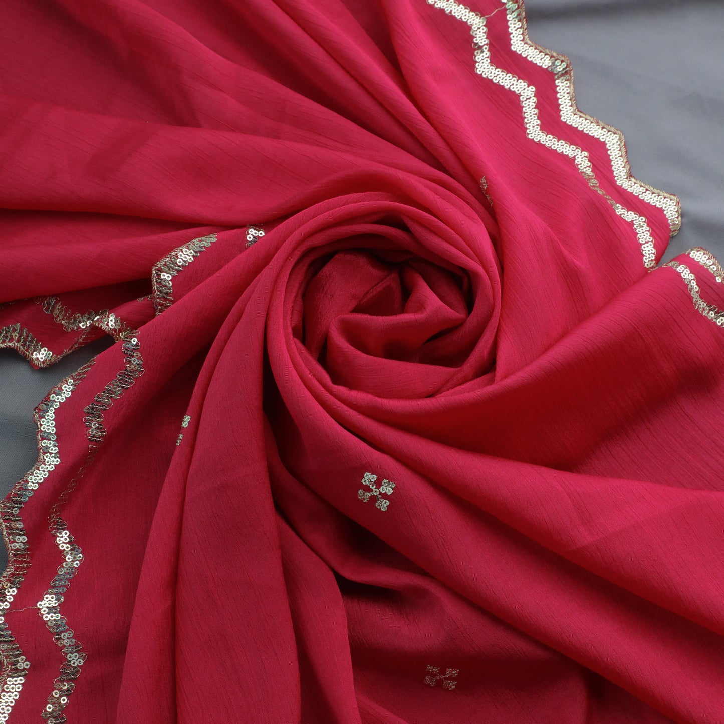 Red Chinnon Dupatta - Anilaa