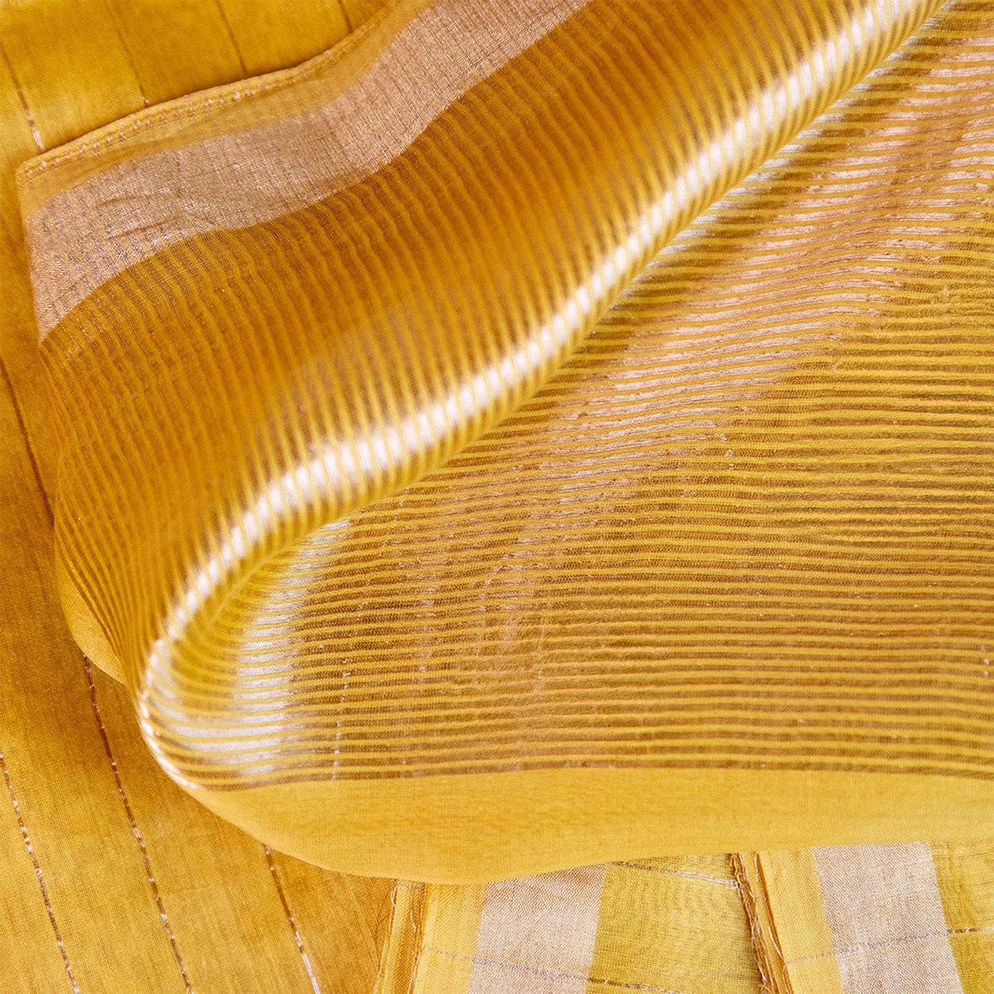 Yellow Silk Chanderi Saree with Golden Border