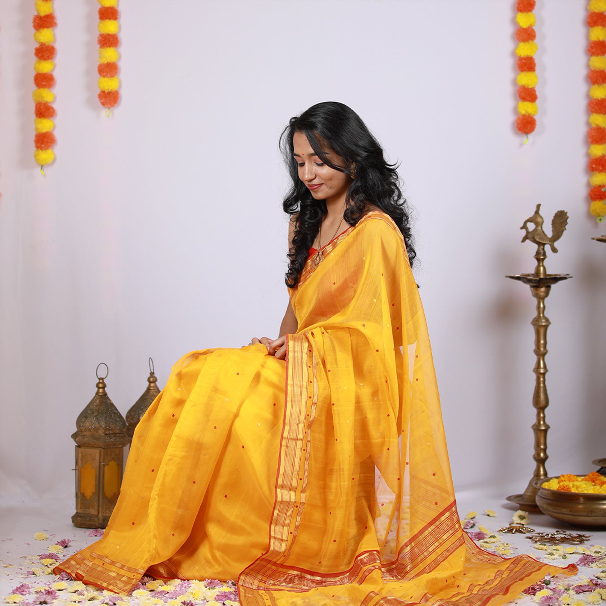 BASANT - Yellow Cotton Silk Chanderi Saree