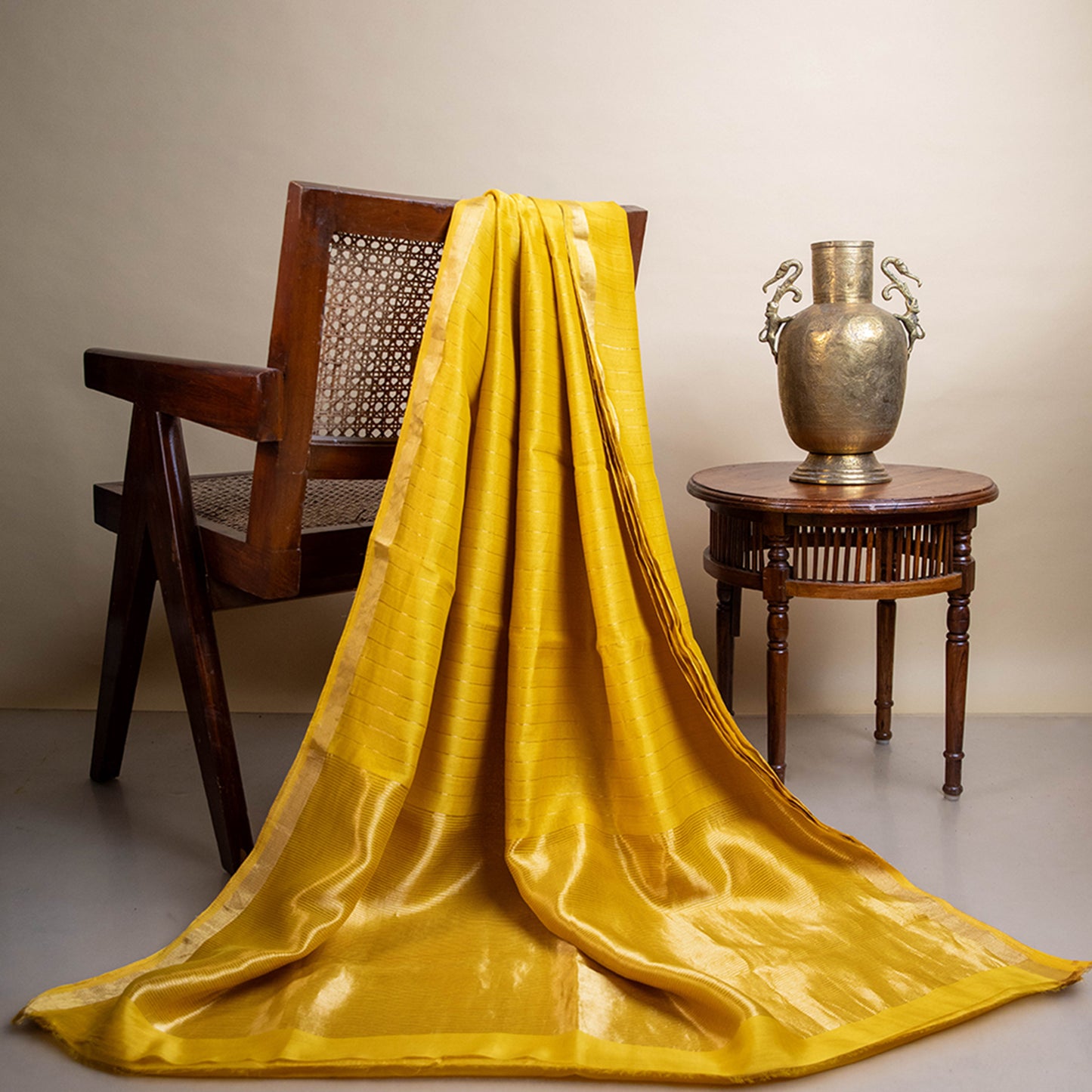 BASANT - Yellow Cotton Silk Chanderi Saree