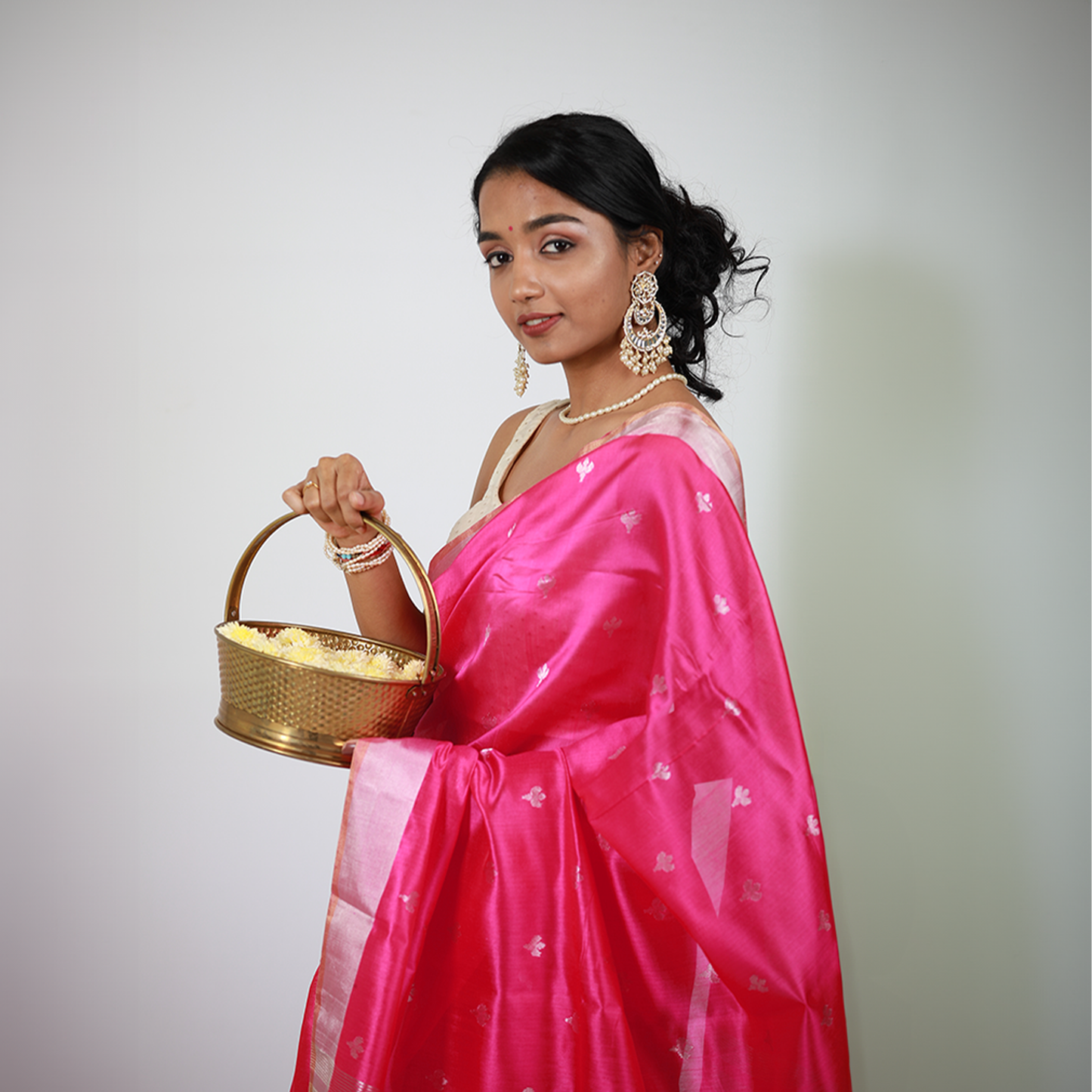 GULAB - Fuschia Pink Cotton Silk Chanderi Saree