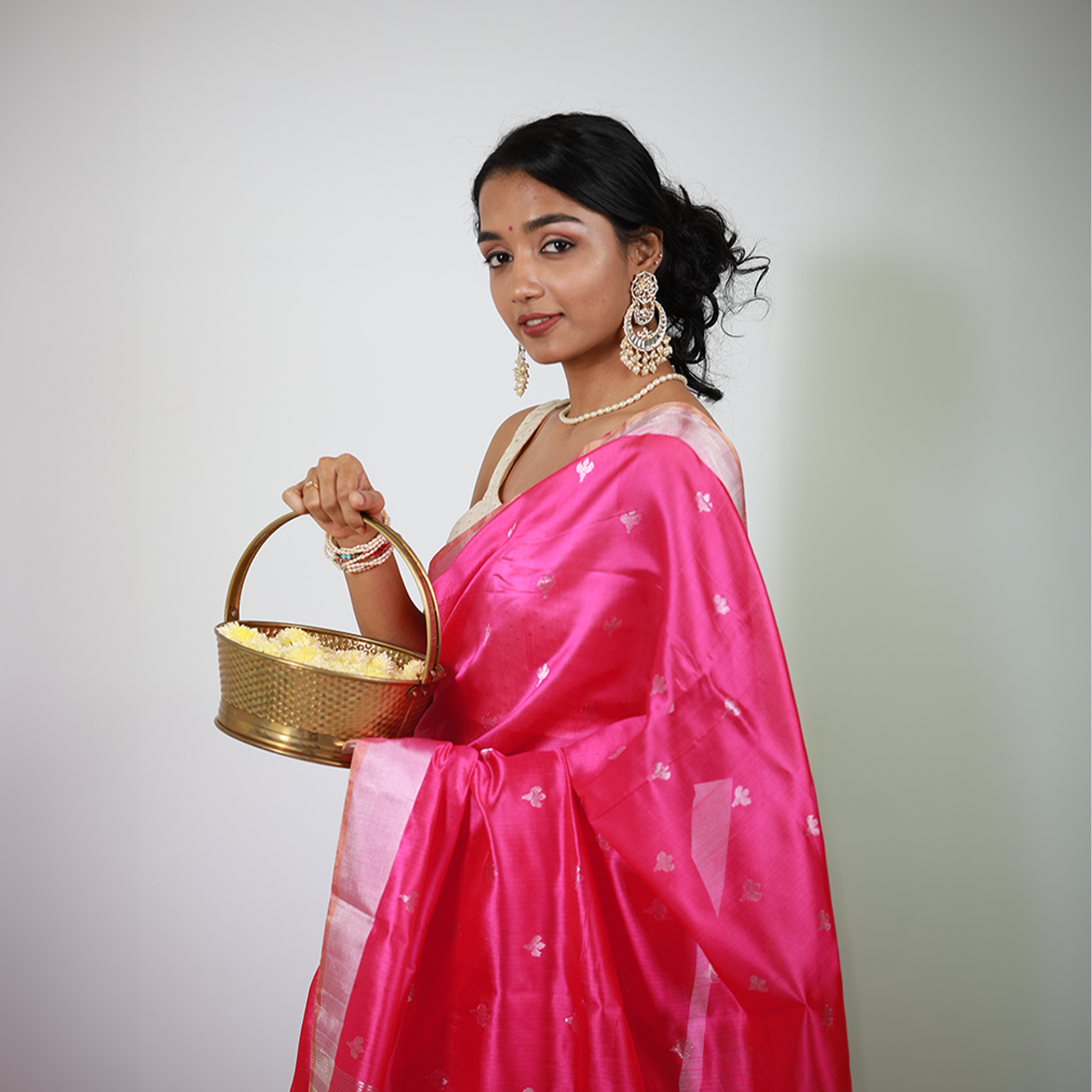 GULAB - Fuschia Pink Cotton Silk Chanderi Saree