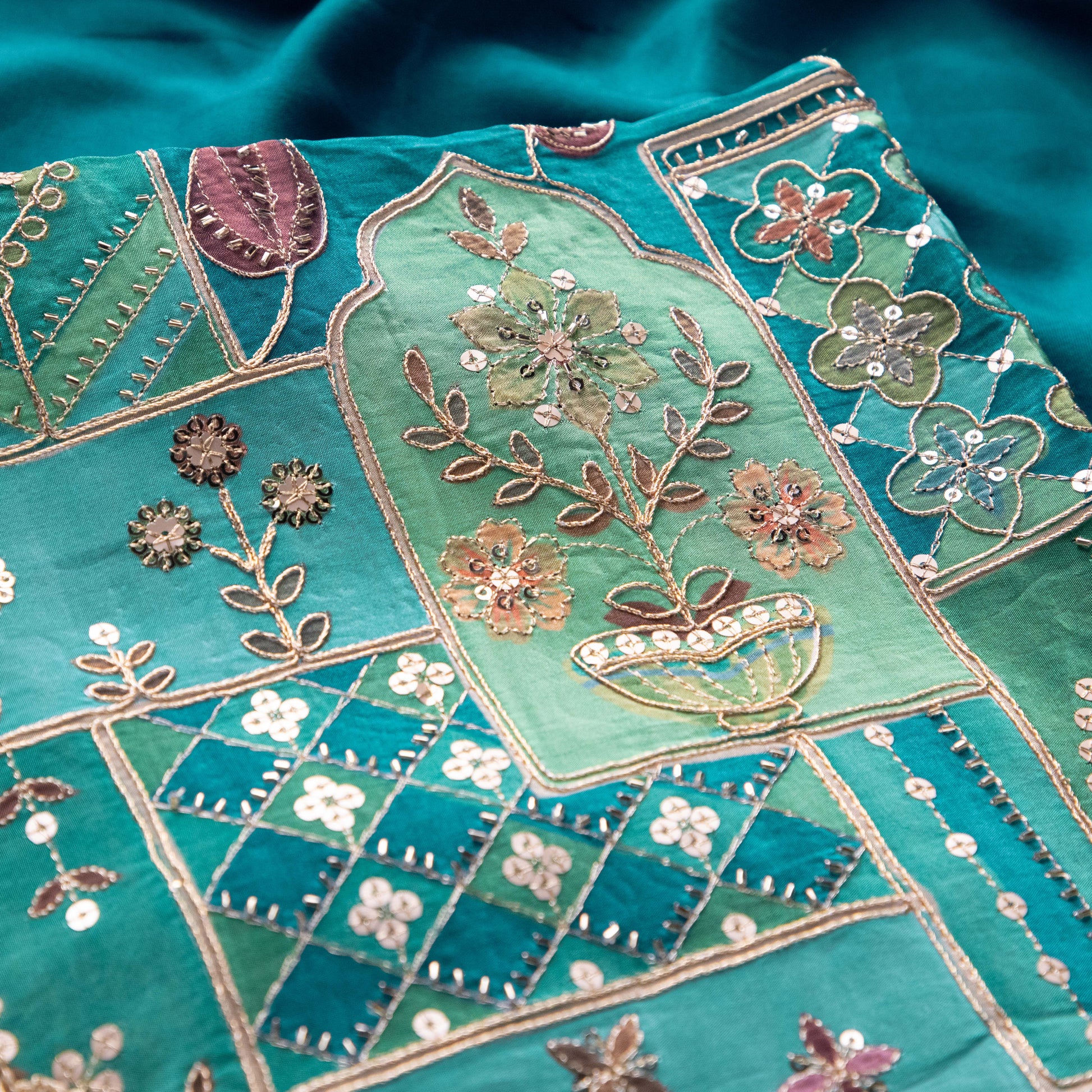 Turquoise Blue Suit Set - Dress Material
