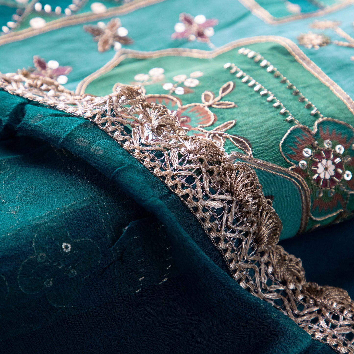 Turquoise Blue Kurta Suit Set - Anilaa 