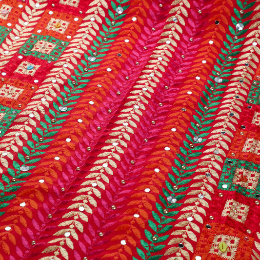 KEERTHANA – Multicoloured Phulkari Embroidered Dupatta
