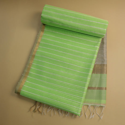PRANJALI - Pista Green Cotton Silk Maheshwari Saree