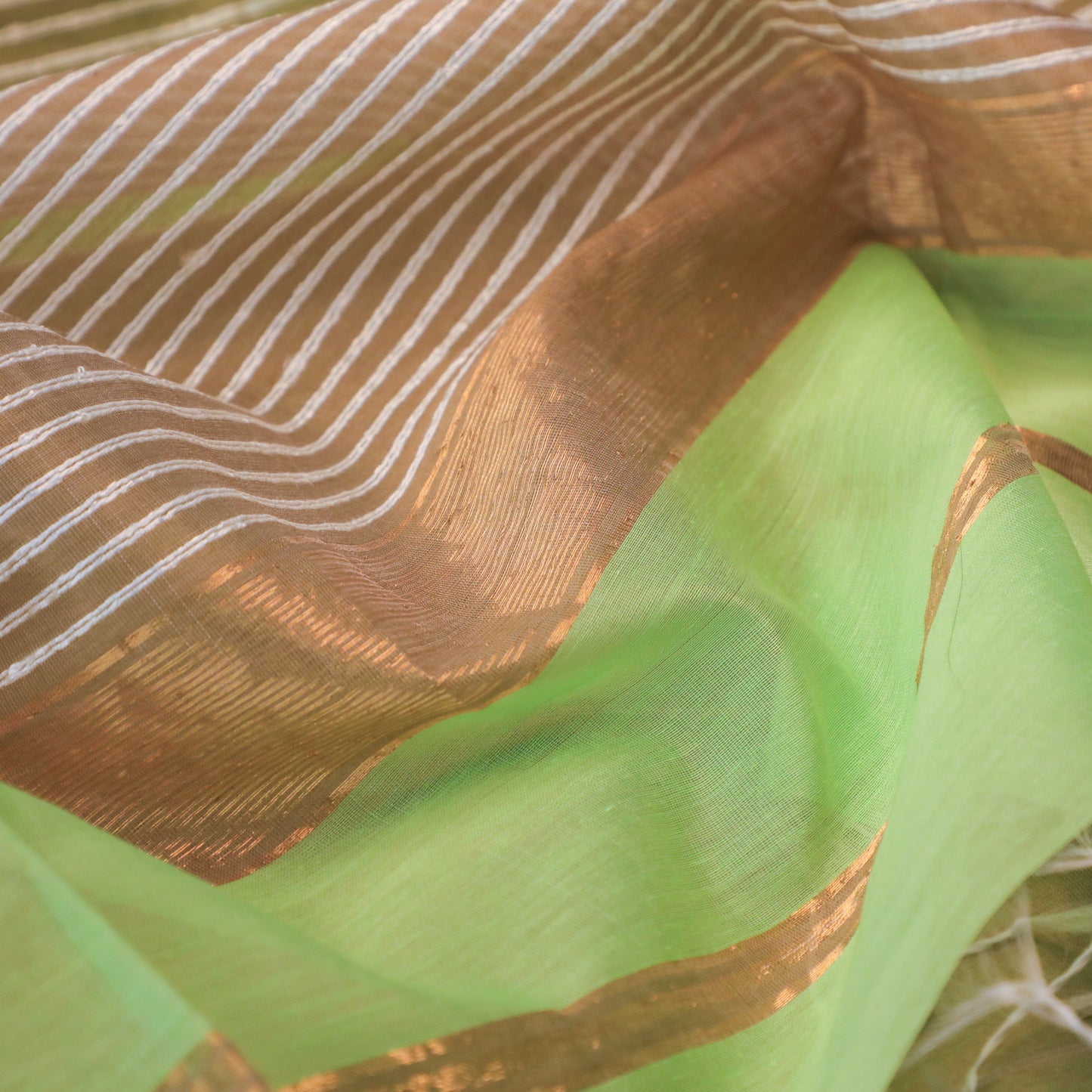 PRANJALI - Pista Green Cotton Silk Maheshwari Saree