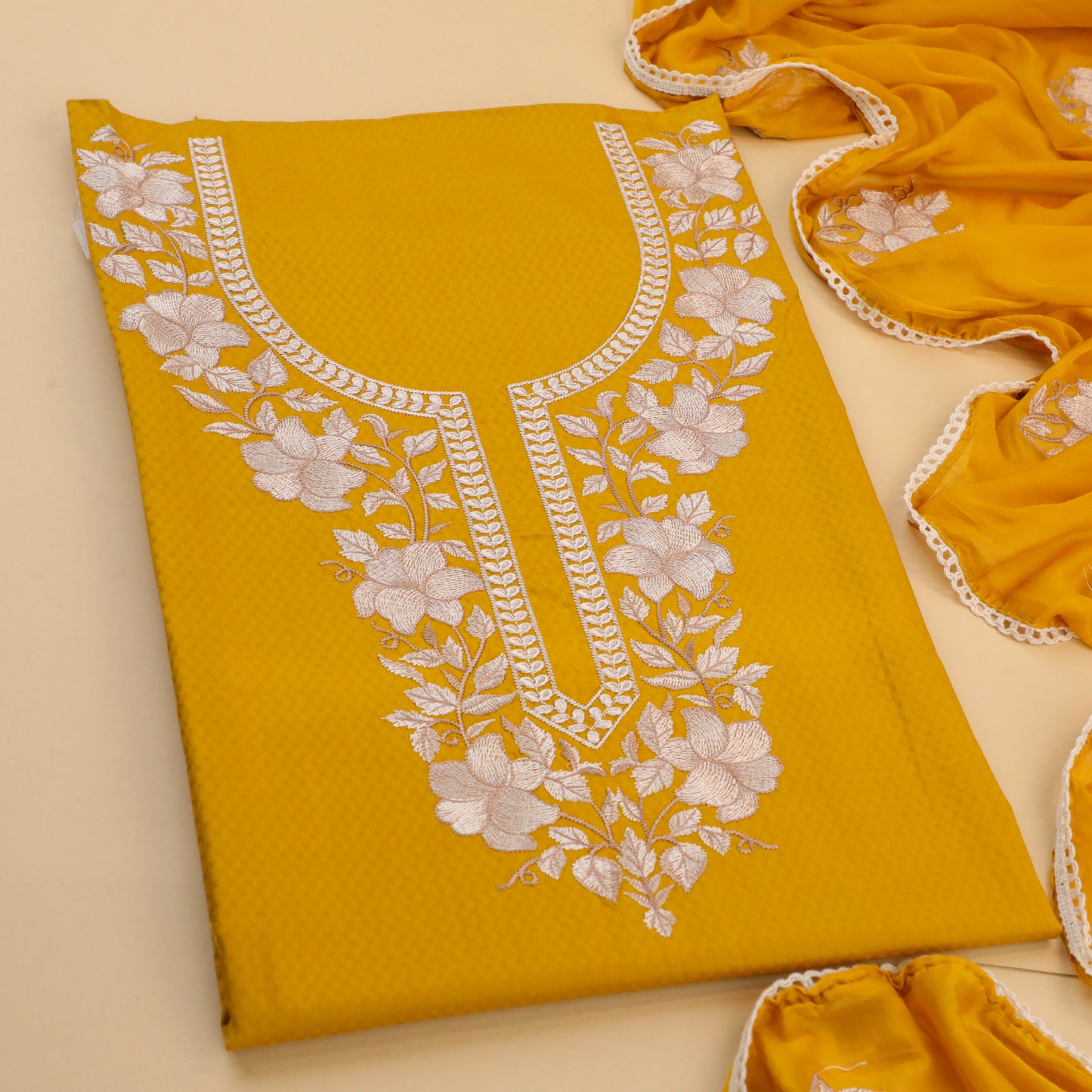 PRATHA – Mustard Yellow Cotton Suit Set