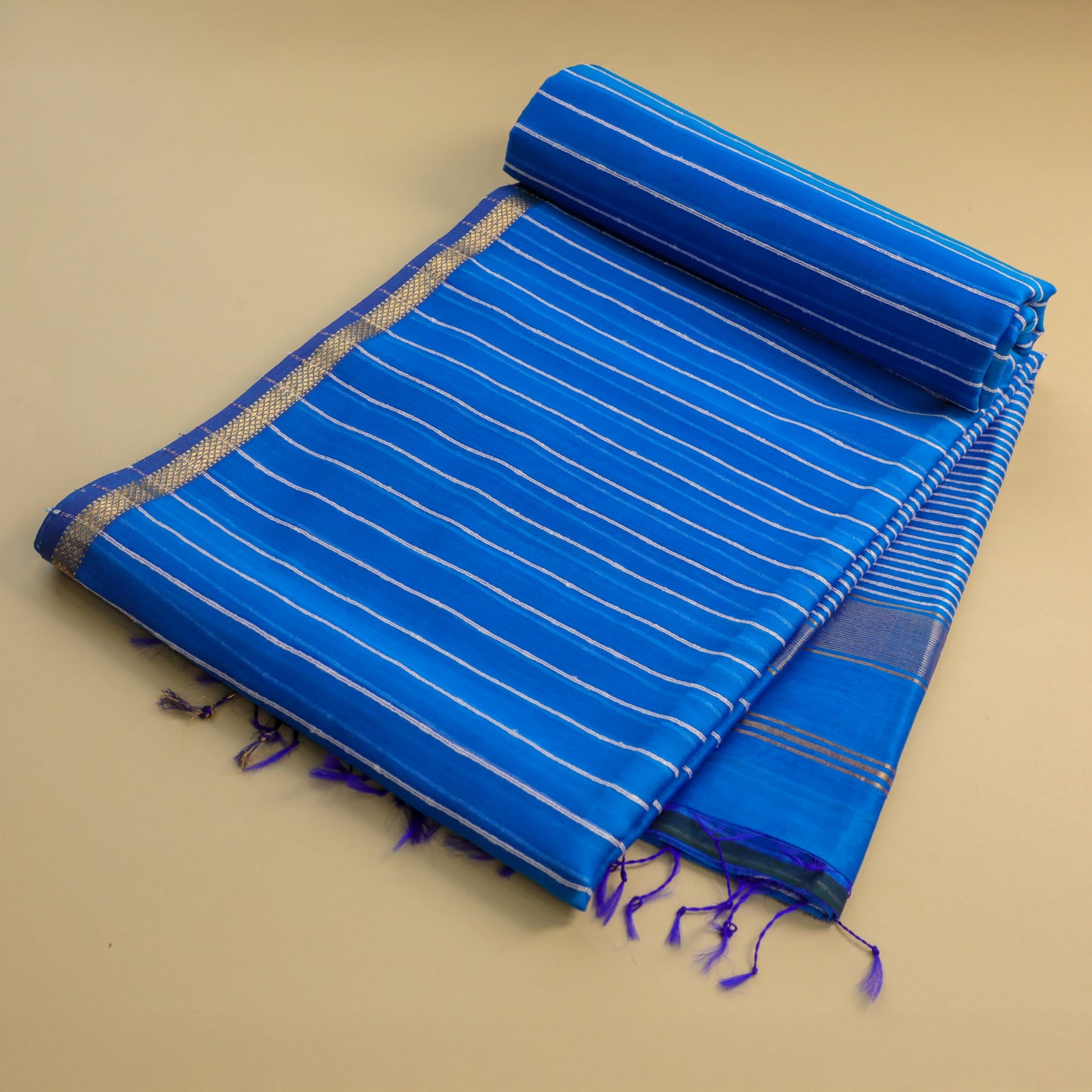 PREETI - T.Blue Cotton Silk Maheshwari Saree