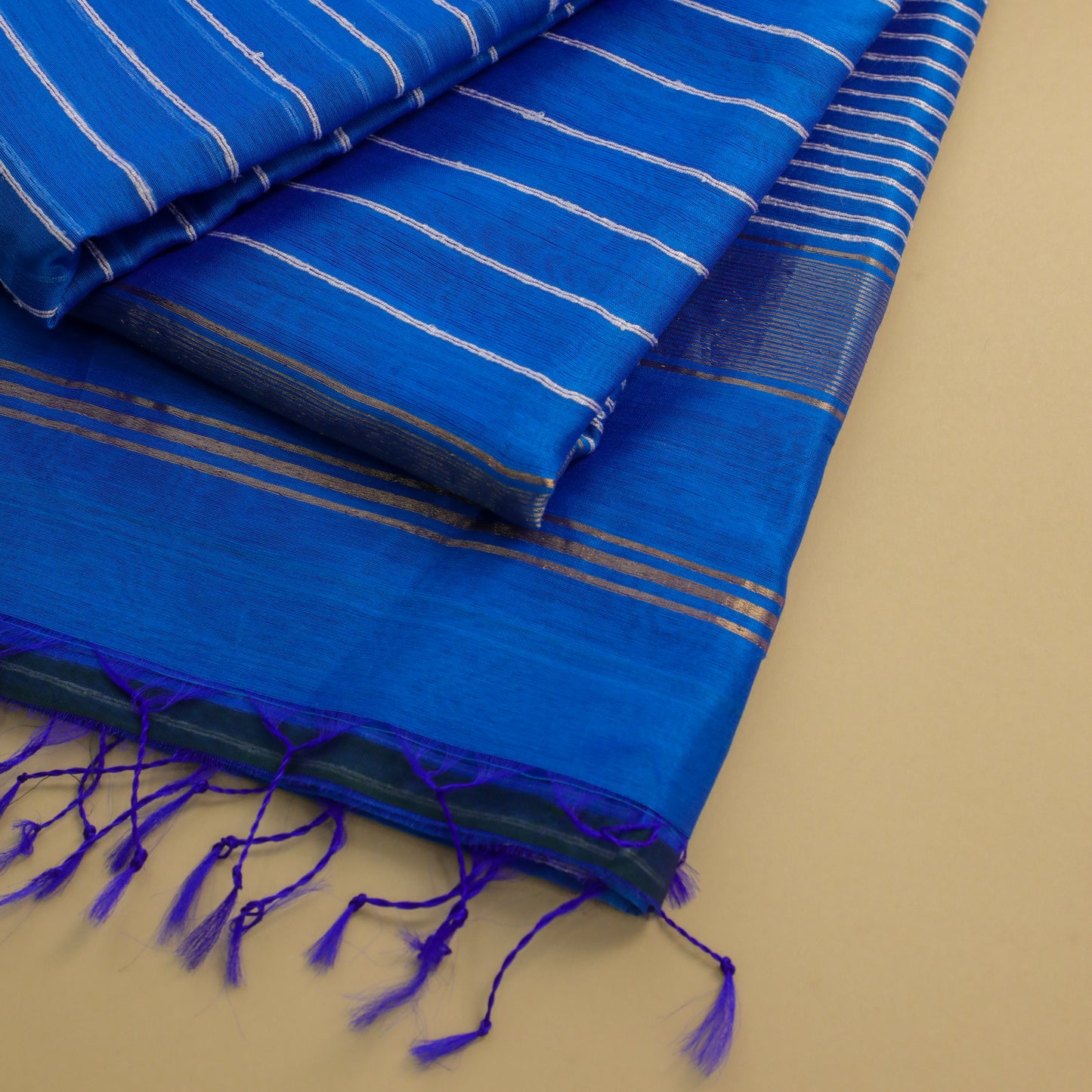 PREETI - T.Blue Cotton Silk Maheshwari Saree