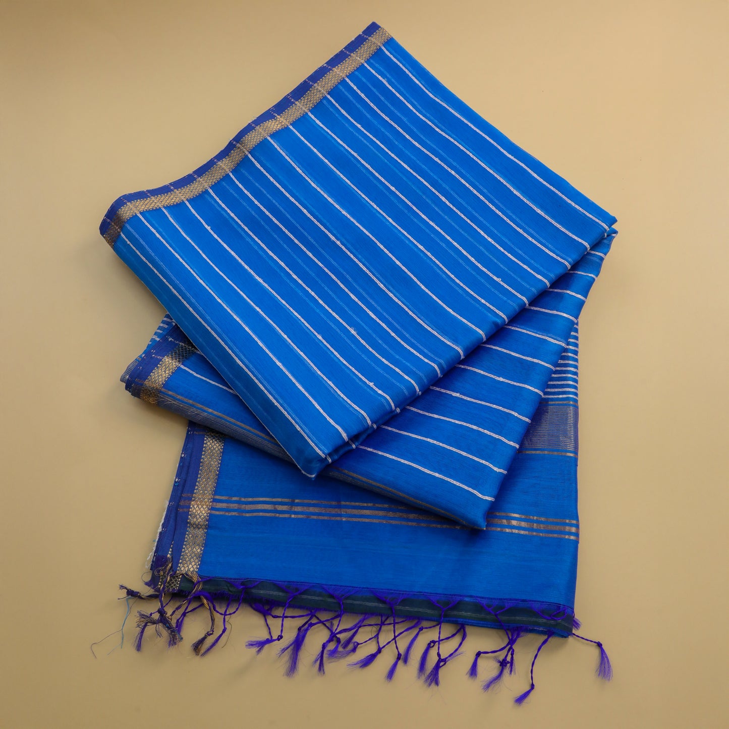 PREETI - T.Blue Cotton Silk Maheshwari Saree