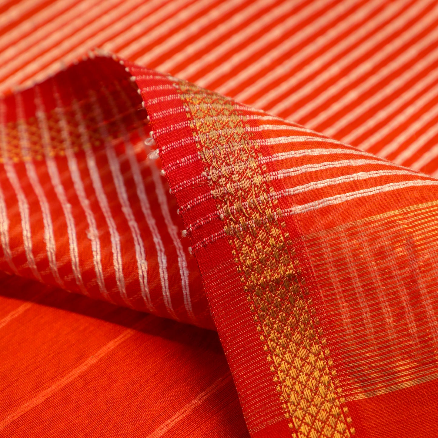 PUSHPA - Orange Cotton Silk Maheshwari Saree