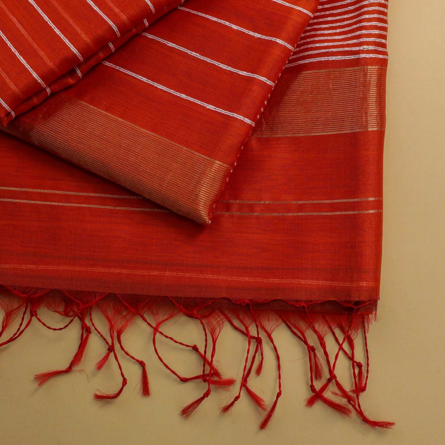 PUSHPA - Orange Cotton Silk Maheshwari Saree