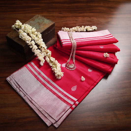 KUMKUM - Pink Cotton Silk Chanderi Saree