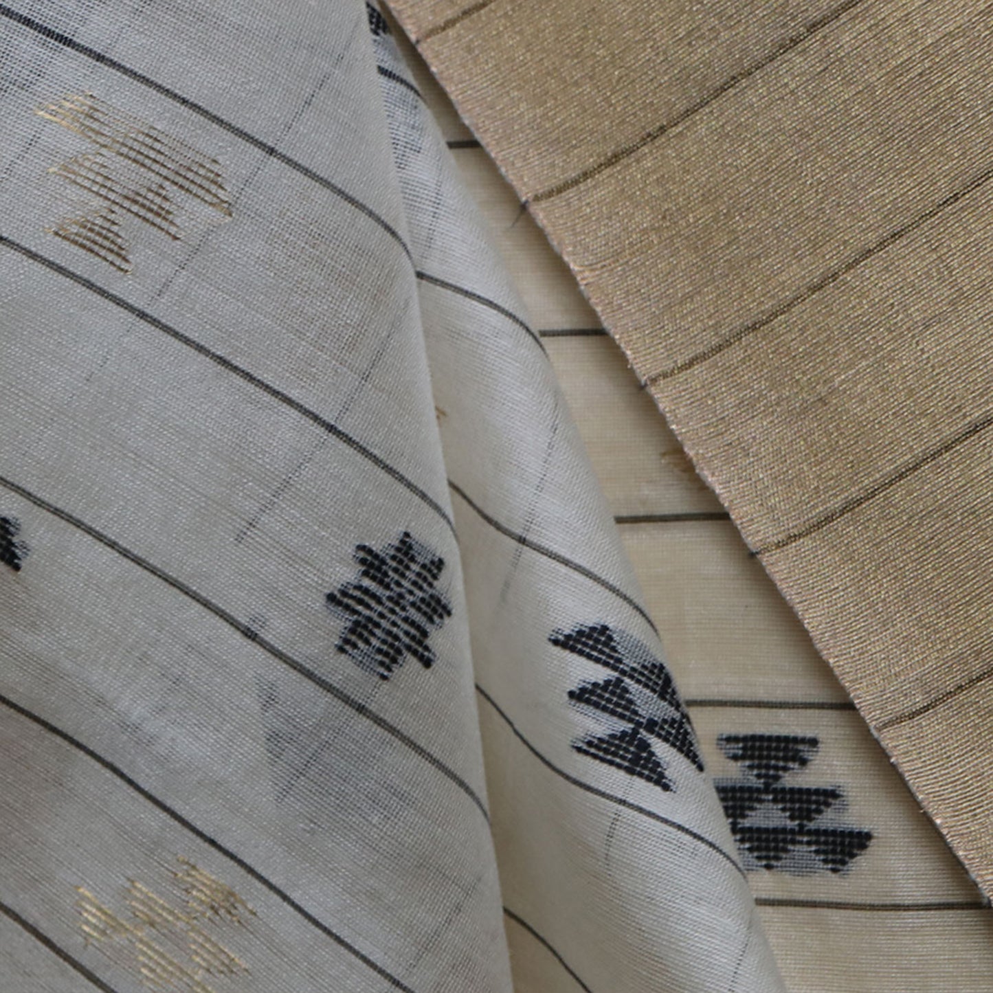Off White Cotton Silk Chanderi Saree with Grey Star Motifs