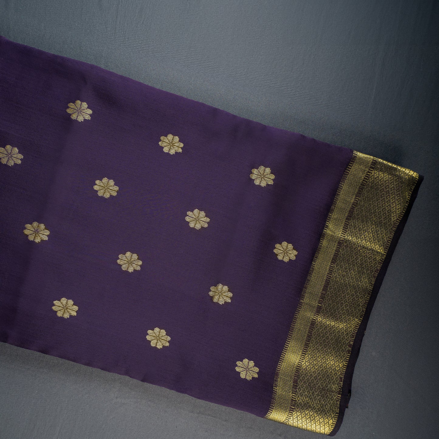 Purple Maheshwari Silk Saree with Narrow Width Stripes