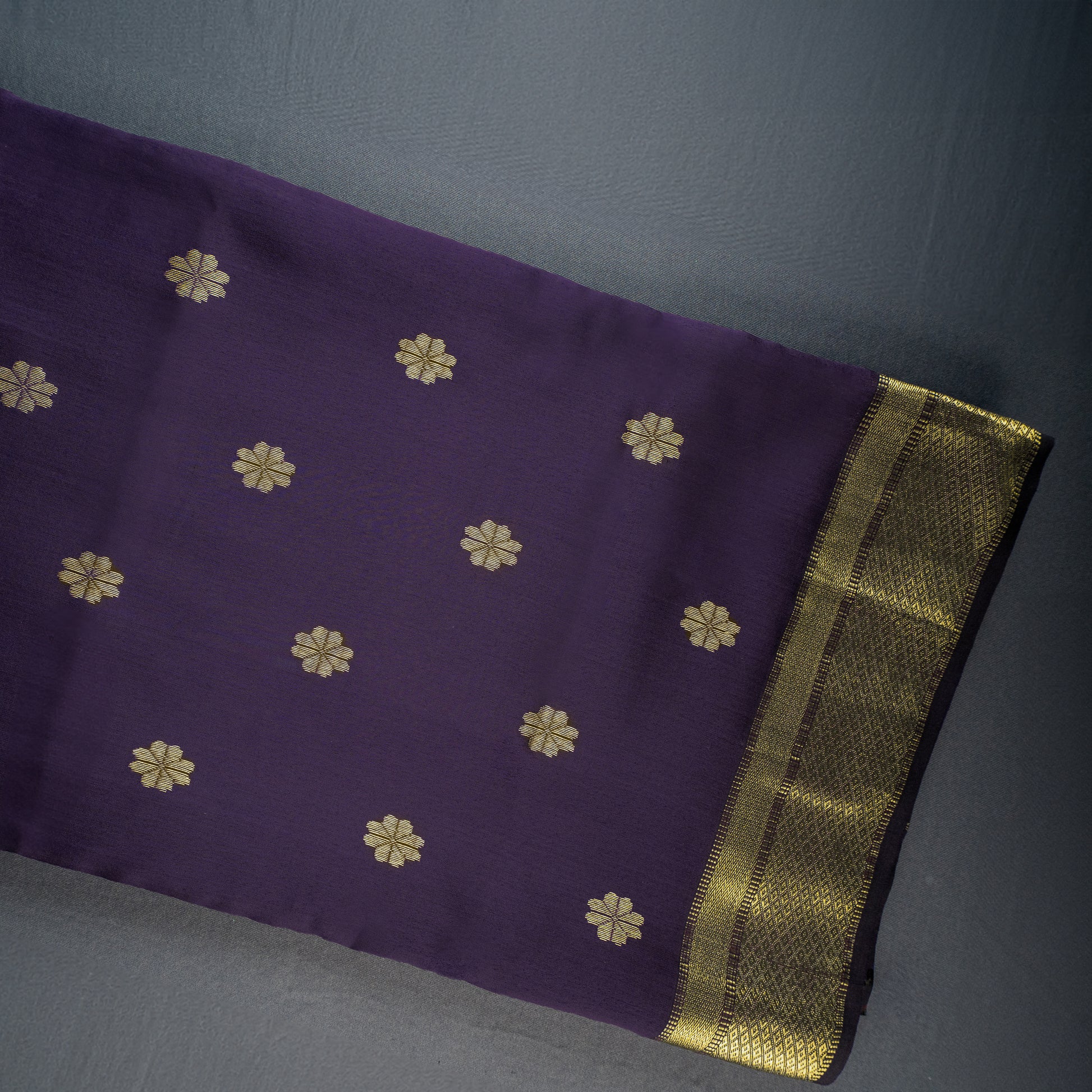 Purple Maheshwari Silk Saree with Narrow Width Stripes