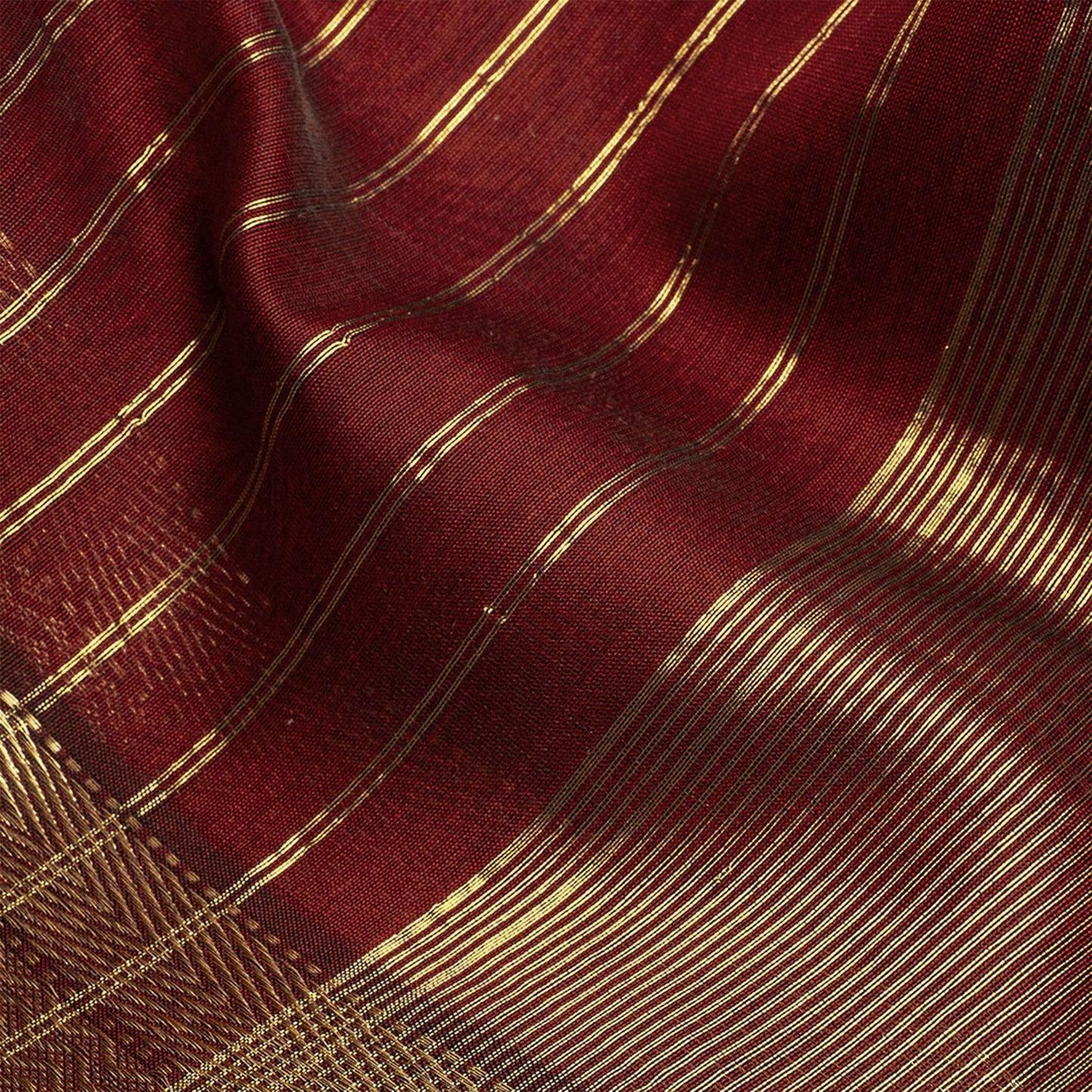 Maroon Colour Silk Saree with Gold Stripes
