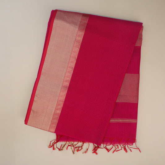 RESHMI - Pink Cotton Silk Maheshwari Saree