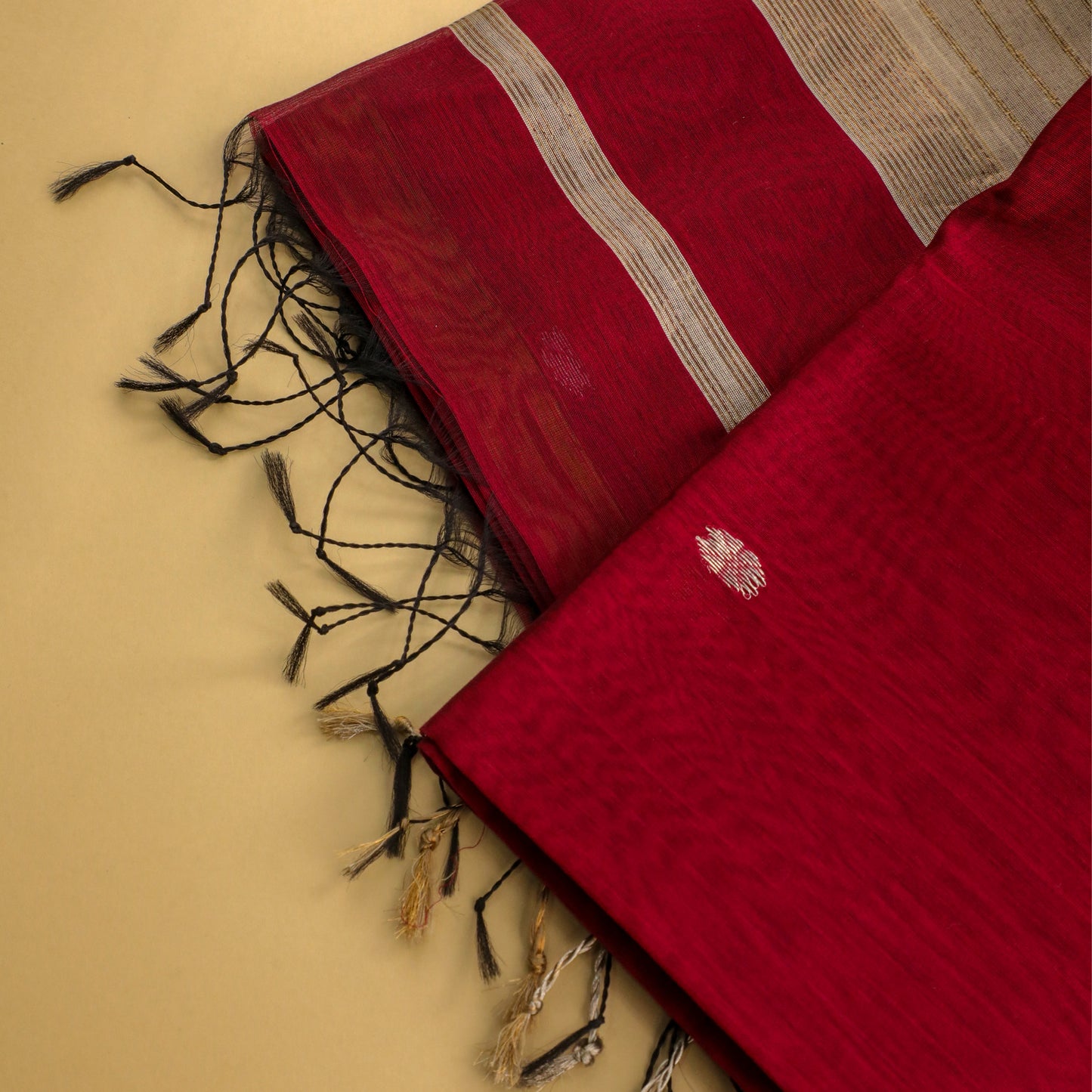 SEEMA - Maroon Cotton Silk Maheshwari Saree