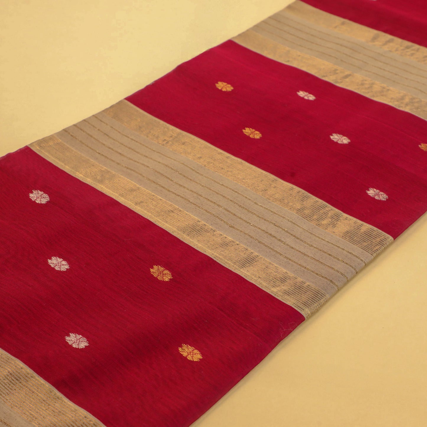 SEEMA - Maroon Cotton Silk Maheshwari Saree